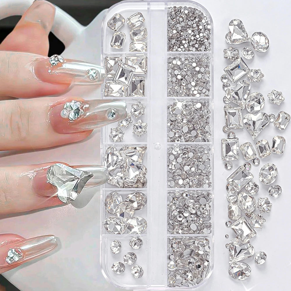 180pcs AB Flatback Multi-shape Mixed Diamond Gems