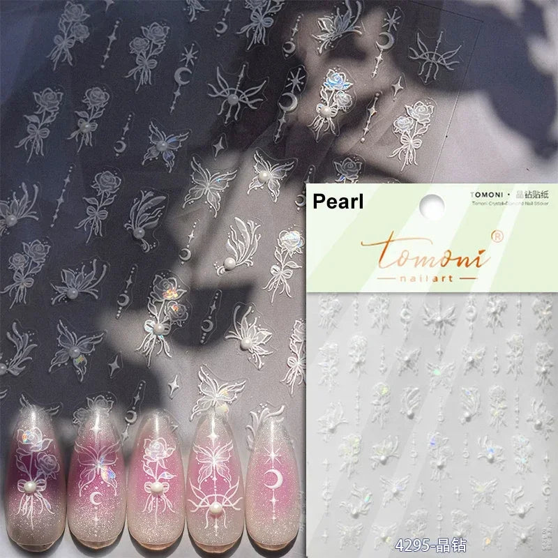 5D Butterfly Blooming Flowers Nail Art Stickers